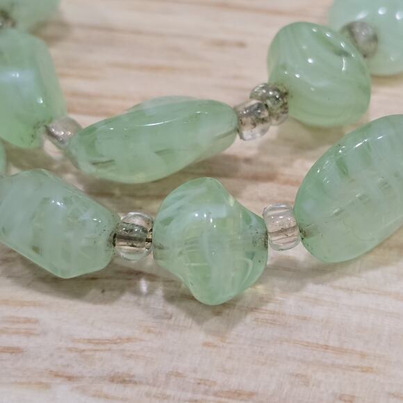 Mint Green Polished Glass Swirl Stone Effect 32" Continuous Bead Necklace - Picture 9 of 13